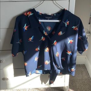 Navy Blue floral crop top